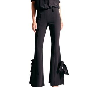 Paire- Black Farrah Highwaisted  Bow Tie Flare Pants